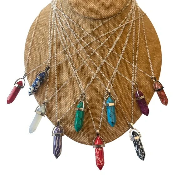 Hexagonal Stone or Crystal Pendant on 925 Sterling Silver Chain. - Picture 6 of 16